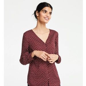 Ann Taylor spade print button down long sleeved top